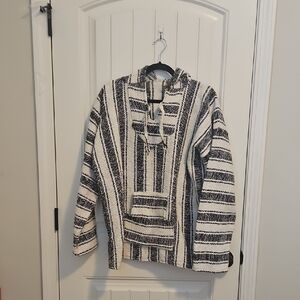Black and White Striped Baja Hoodie